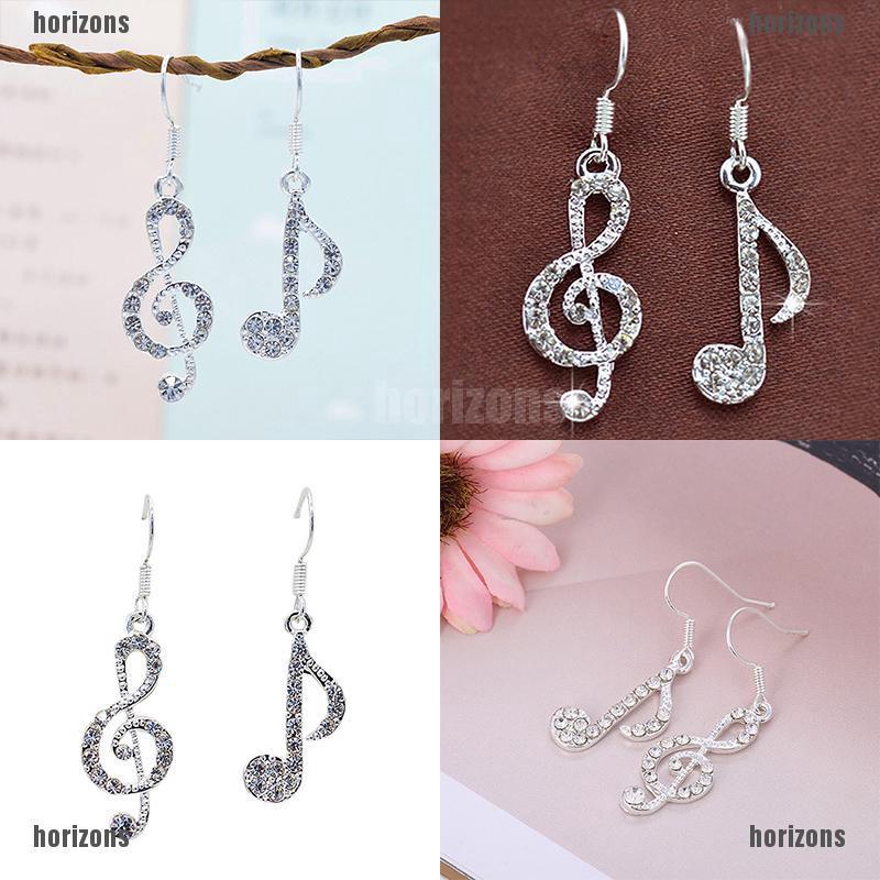 Bông Tai Hình Nốt Nhạc Đính Đá Dễ Thương