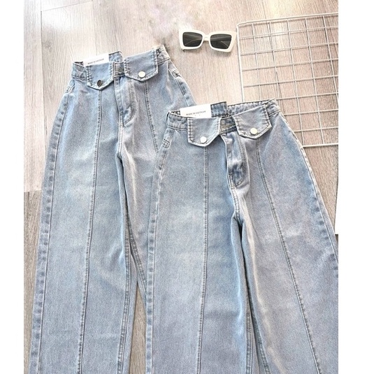 Quần Jean Nữ Aiori Ống Rộng Lưng Cao Trơn Bò Suông Cạp Cao Jeans Cotton Thoáng Mát, Mềm Mịn, Thời Trang Hàn Quốc_Mã 3357
