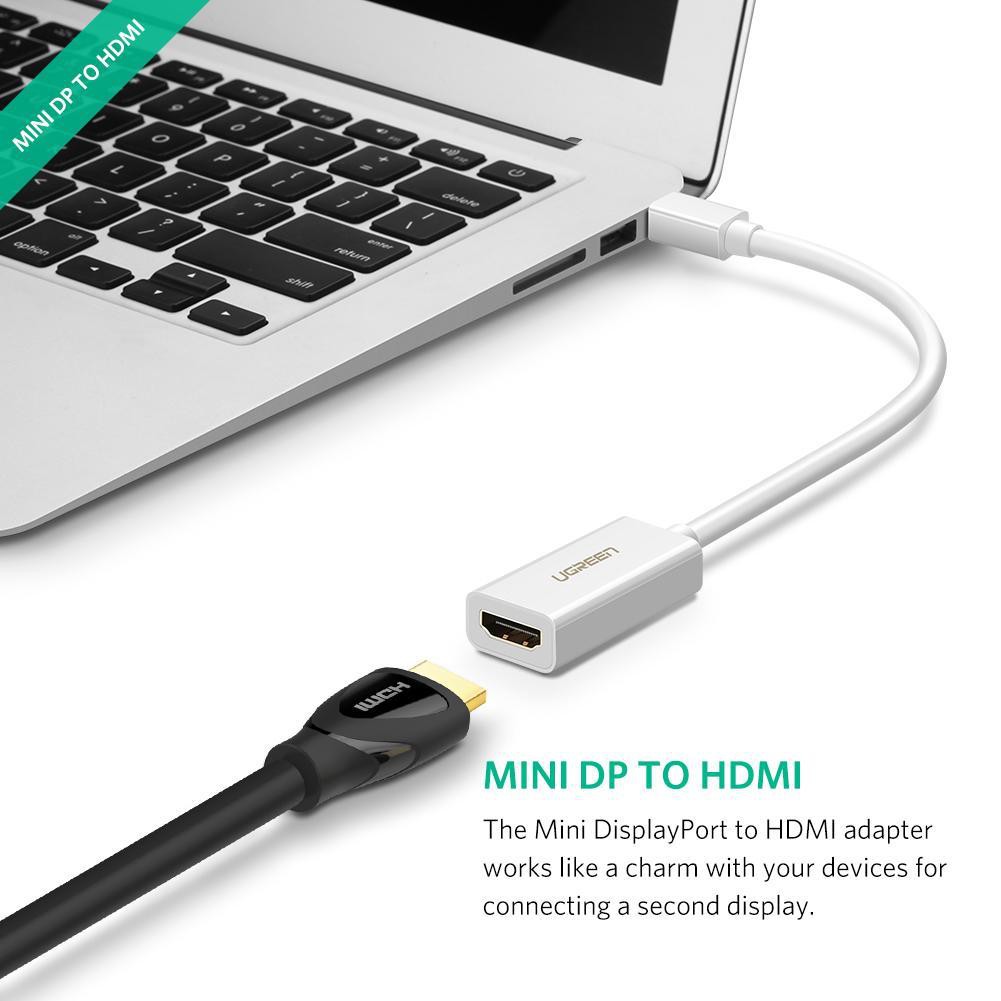Cổng chuyển đổi MINI DISPLAY PORT to HDMI, hỗ trợ phân giải 1920*1080_ Cáp Mini displayport to HDMI Ugreen 10460