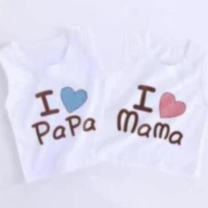 ÁO BA LỖ CHO BÉ TRAI BÉ GÁI MẪU I LOVE MAMA, PAPA
