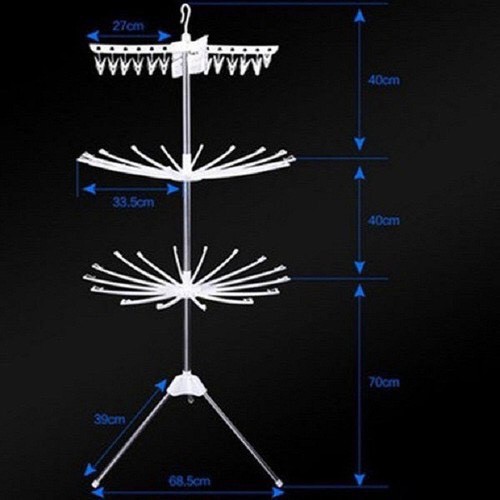 Cây phơi đồ đa năng CAO CẤP inox 3 tầng phù hợp treo đồ cho bé + tặng kèm móc kẹp phơi đồ