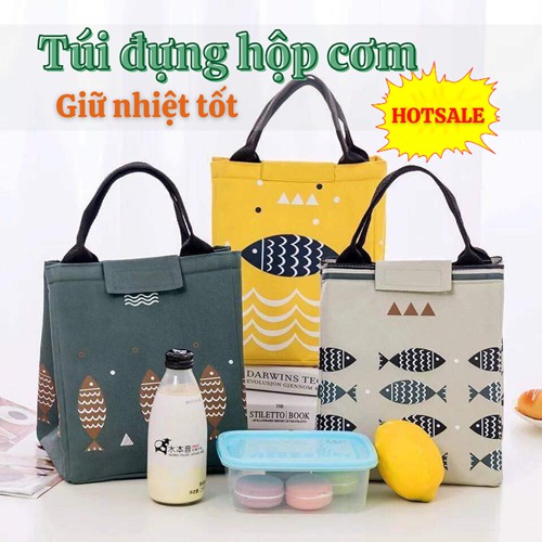 [Freeship] Túi đựng hộp cơm 🎁 Túi giữ nhiệt đựng hộp cơm văn phòng cao cấp giá rẻ hình cá giữ nhiệt tốt