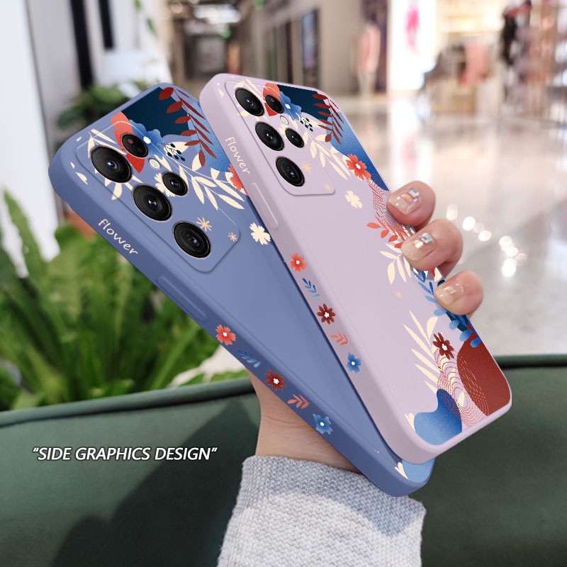 Bao Da Điện Thoại Họa Tiết Hoa Thời Trang Cho samsung galaxy s23 s22 fe ultra plus Ốp