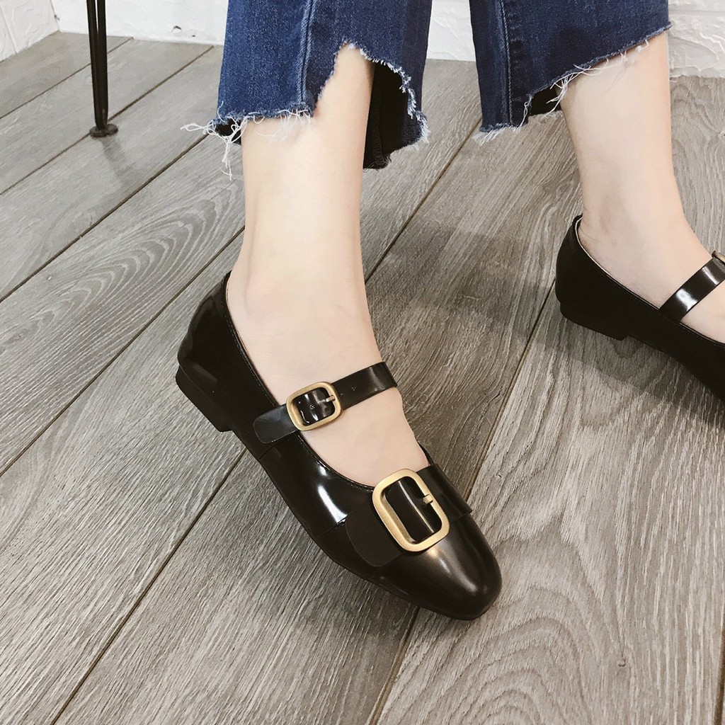 Giày Búp Bê Quai Vuông To Phối Da Hai Màu TONGKHOCHITUE , Giay Bệt Nữ Vintage | BigBuy360 - bigbuy360.vn