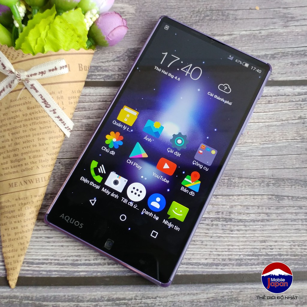 ĐIỆN THOẠI SHARP 502SH- KHUNG KIM LOẠI,CHIP LÕI TÁM , RAM 3GB, Máy không viền cực đẹp