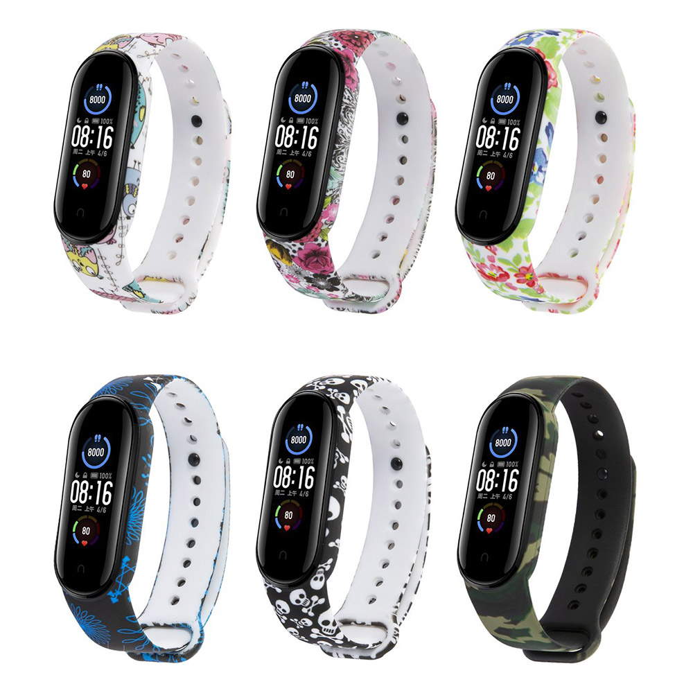 Dây Đeo Thay Thế Chất Liệu Silicon Hoạ Tiết Hoạt Hình Cho Xiaomi Mi Band 5  band5 strap