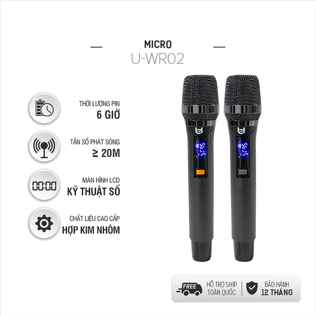 Bộ 2 Micro Karaoke Không Dây Cực Hay WR20 - Kết Nối Xa - Hút Âm Cực Tốt - Hát Cực Nhẹ - Tần Số UHF - Tùy Chỉnh Âm Lượng