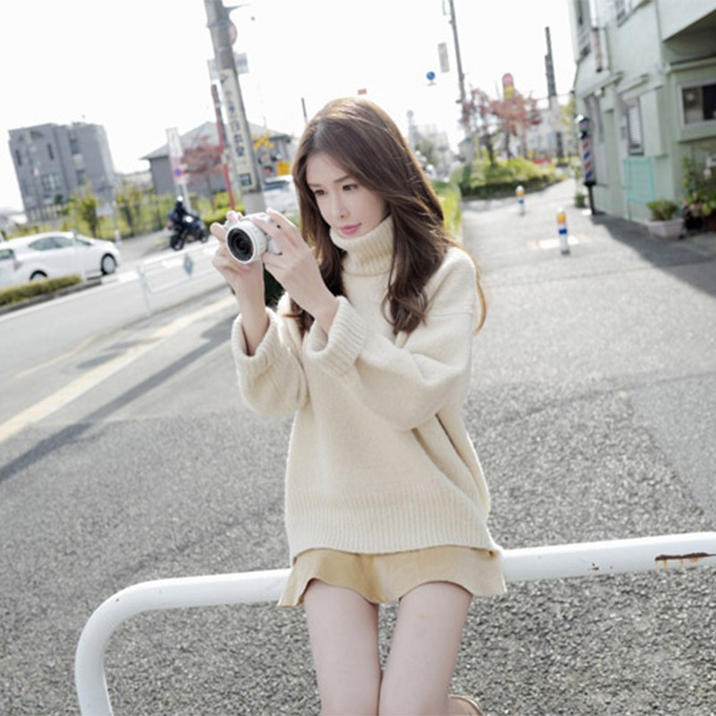 áo len ulzzang áo len nữ đẹp dáng rộng dài vàng trắng be cao cổ dày cổ lọ kiểu hàn quốc | BigBuy360 - bigbuy360.vn