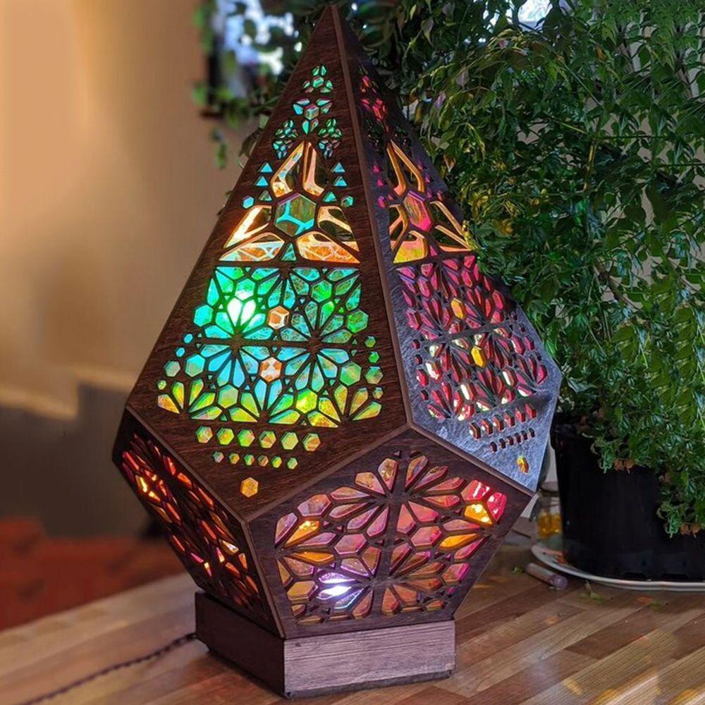 Đèn Led Chiếu WMES15H Bằng Gỗ Và Nhựa Phong Cách Bohemian