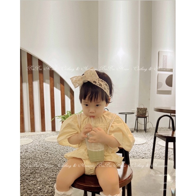 Turban, băng đô nơ hoa ren thiết kế style Hàn cho bé