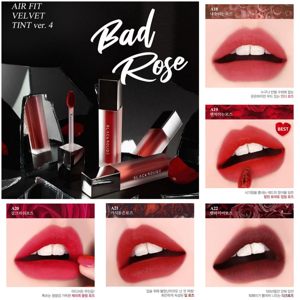 [ VER 4 A18 ~ A22 ]Son kem lì Black Rouge Air fit Velvet Tint &quot;BAD ROSE&quot; - Ver 4