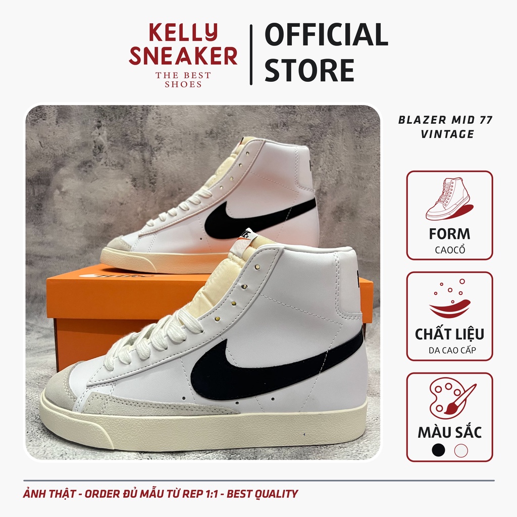 Giày Sneaker Blazer Mid 77 Classic Vintage Swoosh Đen - Bản Cao Cấp