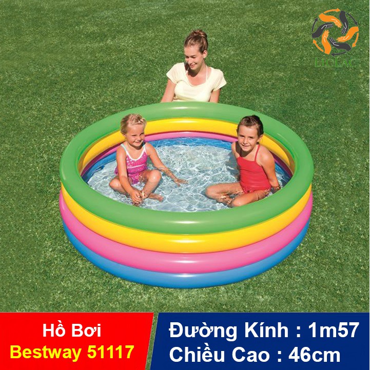 Hồ Bơi Phao 4 tầng Bestway 51117 đáy mềm, Đồ chơi trẻ em Bể Bơi cầu vồng - LICLAC