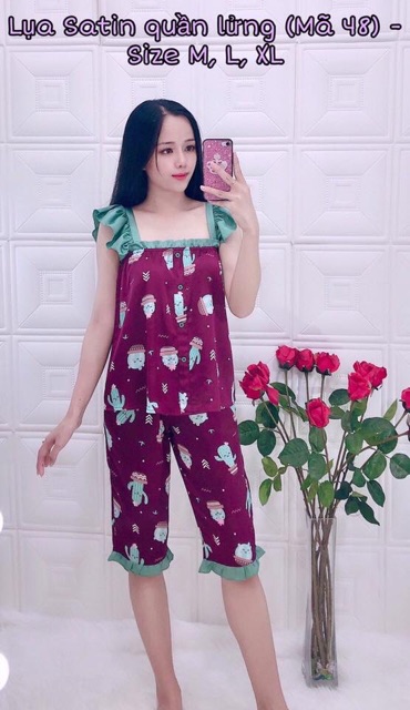 Satin cúp ngực quần lửng tay cánh tiên | BigBuy360 - bigbuy360.vn