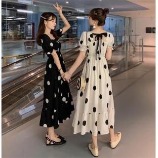 Đầm Tay Phồng Họa Tiết Chấm Bi