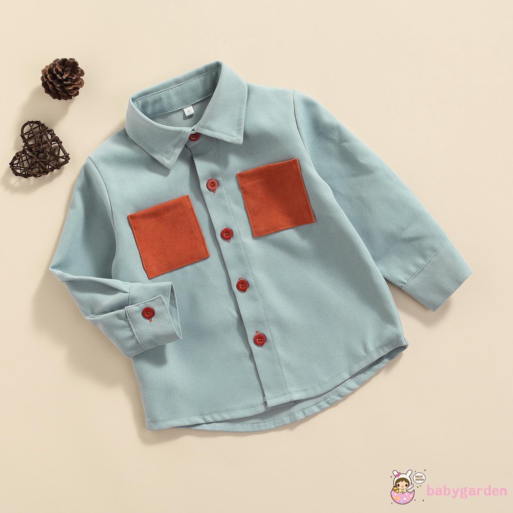 Áo Sơ Mi Tay Dài Phối Túi Thời Trang Xuân Thu Dành Cho Bé Trai 2-7 Tuổi