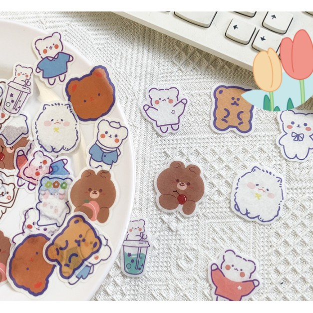 Set 40 và 30 hình dán sticker chống thấm nước dán trang trí đáng yêu