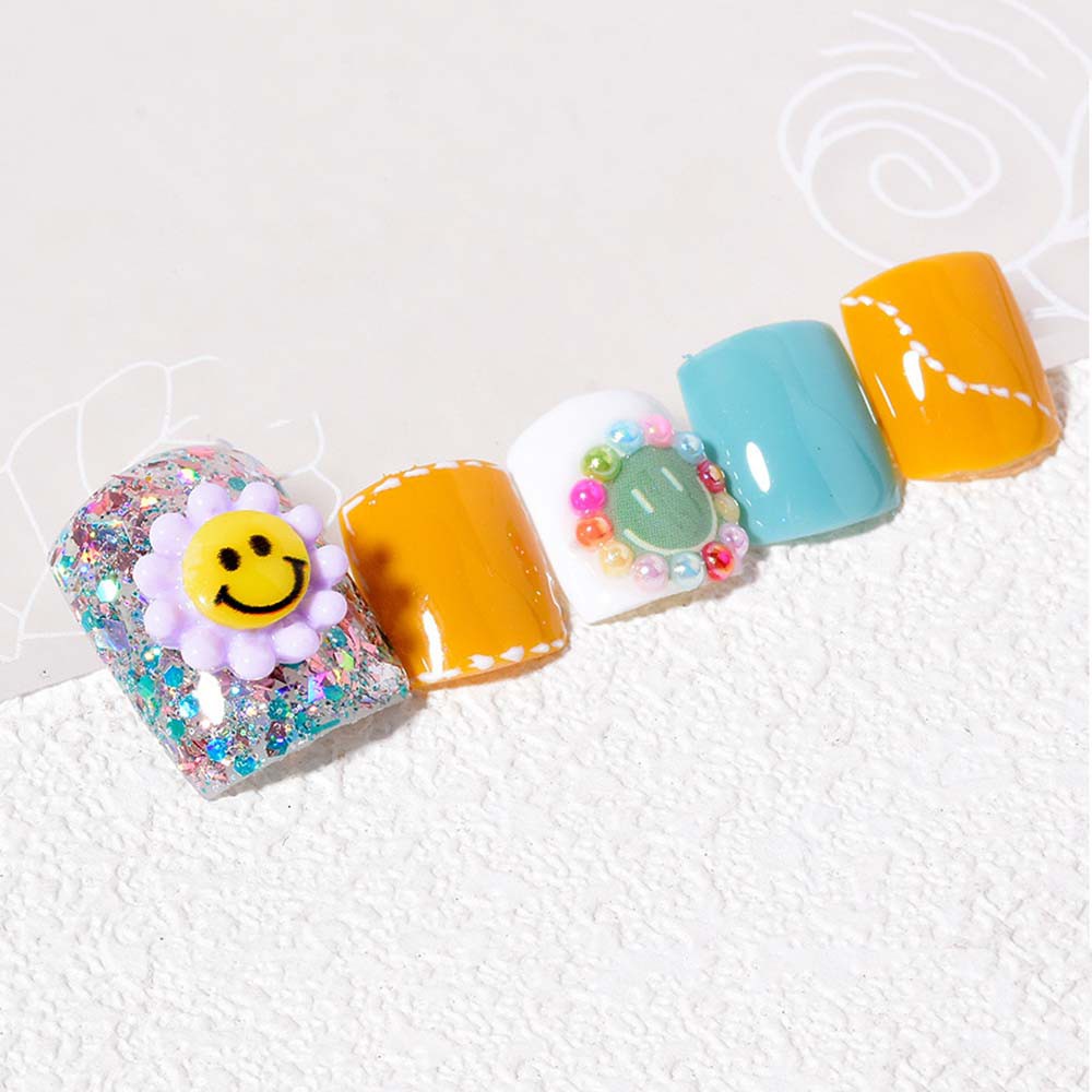 [Hàng mới về] Bộ phụ kiện trang trí móng tay nghệ thuật DIY hình hoa hướng dương ba chiều nhiều màu sắc đáng yêu