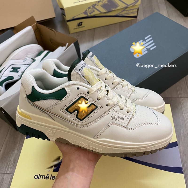 Giày Sneaker Nam Nữ N.B550 Yellow Green Full Box, Giày Thể Thao Nam Nữ Newbalanc.e550 Vàng Xanh.