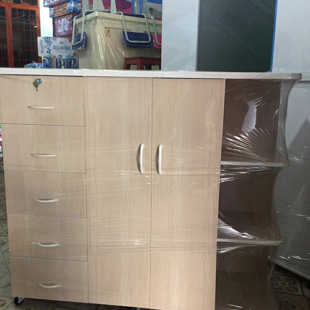 Tủ Trẻ Em 2 Cánh 5 Ngăn có kệ - KT 120cmx140cmx45cm
