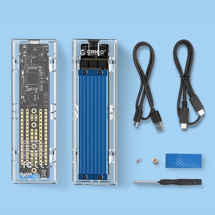 Box ổ cứng M.2 PCIe NVMe trong suốt - tản nhiệt - USB 3.1 Orico TCM2-C3