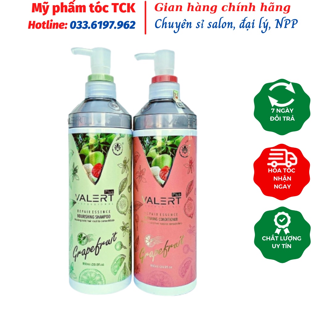 [Hàng Chính Hãng] Dầu Gội Xả Grapefruit Valert phục hồi chống rụng tóc 850mlx2