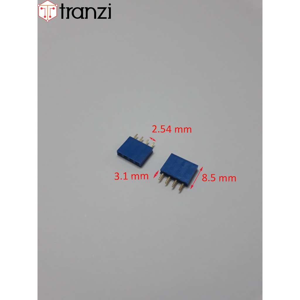 Giăm cắm 2.54mm đơn cái thẳng 4P 8.5mm xanh lam - túi 10 cái