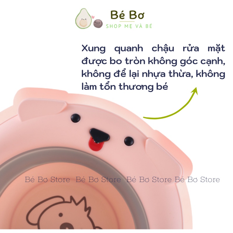 Thau Chậu Rửa Mặt Gấp Gọn Hình Chó Con Dễ Thương Cho Bé, Thau xếp gọn silicon tiết kiệm không gian Bé Bơ Store