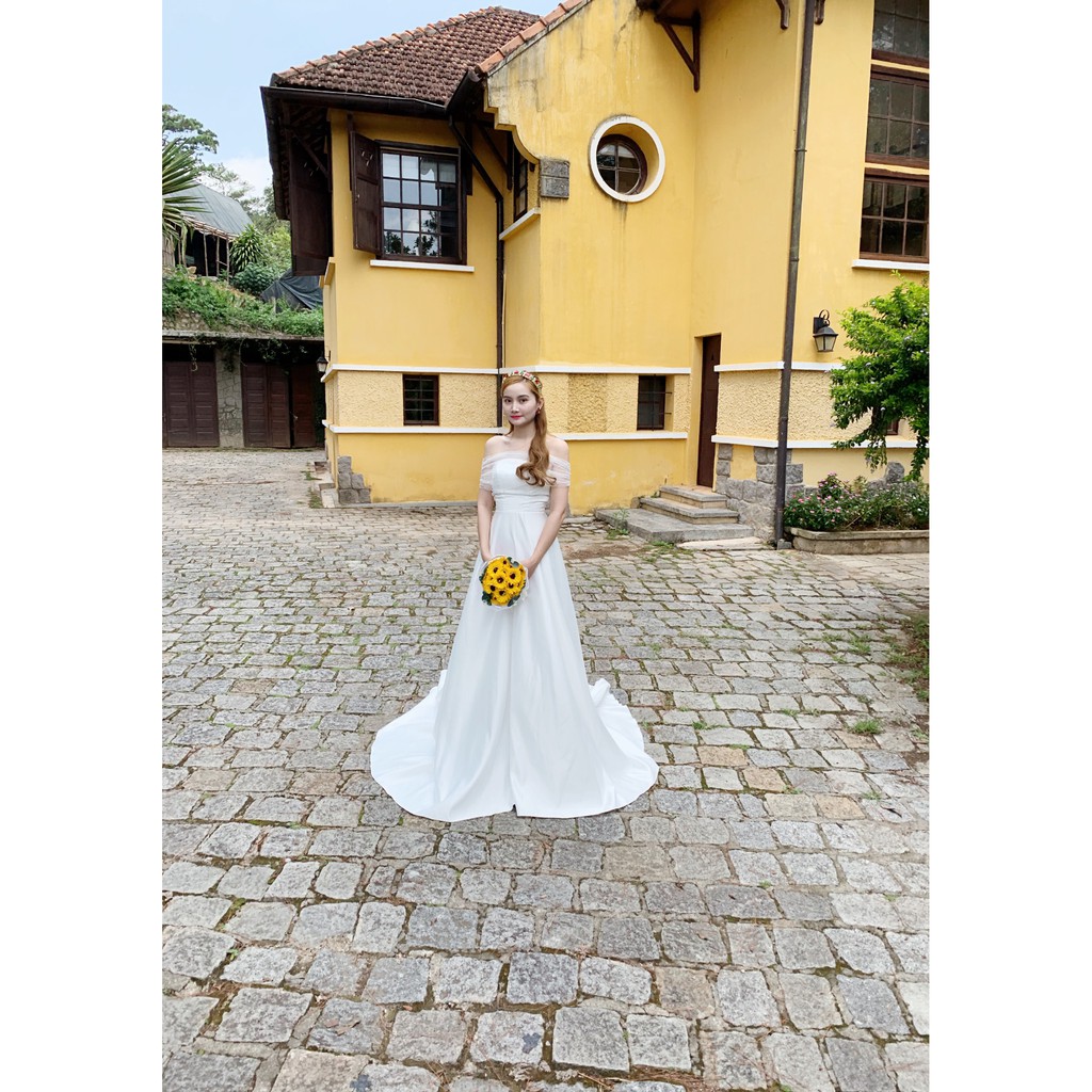 Đầm maxi trắng trễ vai, dạ hội đuôi dài sang trọng - Hình thật SP 100% (hàng thiết kế cao cấp) | BigBuy360 - bigbuy360.vn