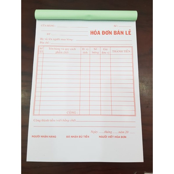 Hóa đơn 1 Liên A5 14,5 x 20,5 cm 80 Tờ