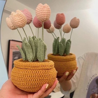 [THÀNH PHẨM NHƯ HÌNH] CHẬU HOA BẰNG LEN SỢI