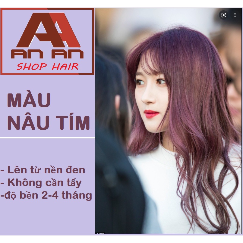 Thuốc nhuộm tóc màu NÂU TÍM, THÍM THAN, ĐEN TÍM tặng oxi