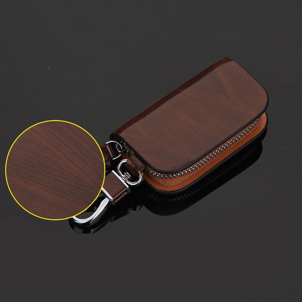 Ví Mini Dạng Hộp Đựng Chìa Khóa Xe Ô Tô Bằng Da Có Khóa Kéo Bảo Vệ Chống Trầy Xước