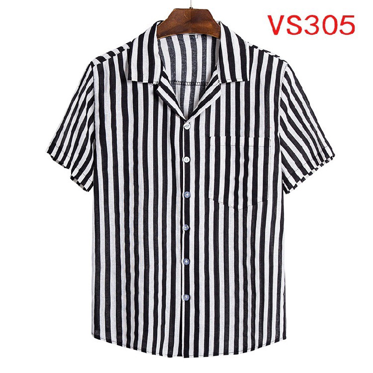 Cotton and linen striped short-sleeved shirt seriesTVT | BigBuy360 - bigbuy360.vn