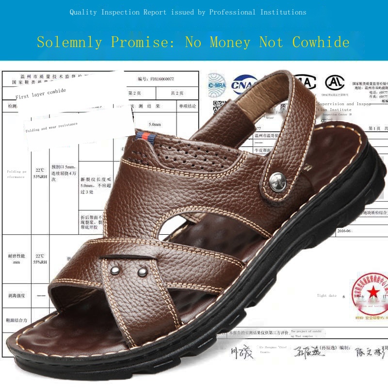 Dép Sandal Bằng Da Bò Thật Hai Cách Mang Mang Đi Biển Mùa Hè Đơn Giản Dành Cho Đàn Ông Trung Niên