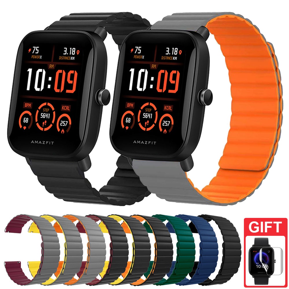 Dây Đeo Silicon 20Mm Từ Tính Cho Đồng Hồ Thông Minh Xiaomi Huami Amazfit Bip U Pro GTS 3 Bip S GTS 2 Mini GTR 42mm