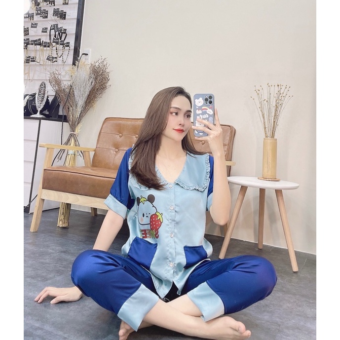 Đồ ngủ Pijama lụa SATIN - tay ngắn quần dài vải mềm mịn, sang trọng ạ🥰 | BigBuy360 - bigbuy360.vn