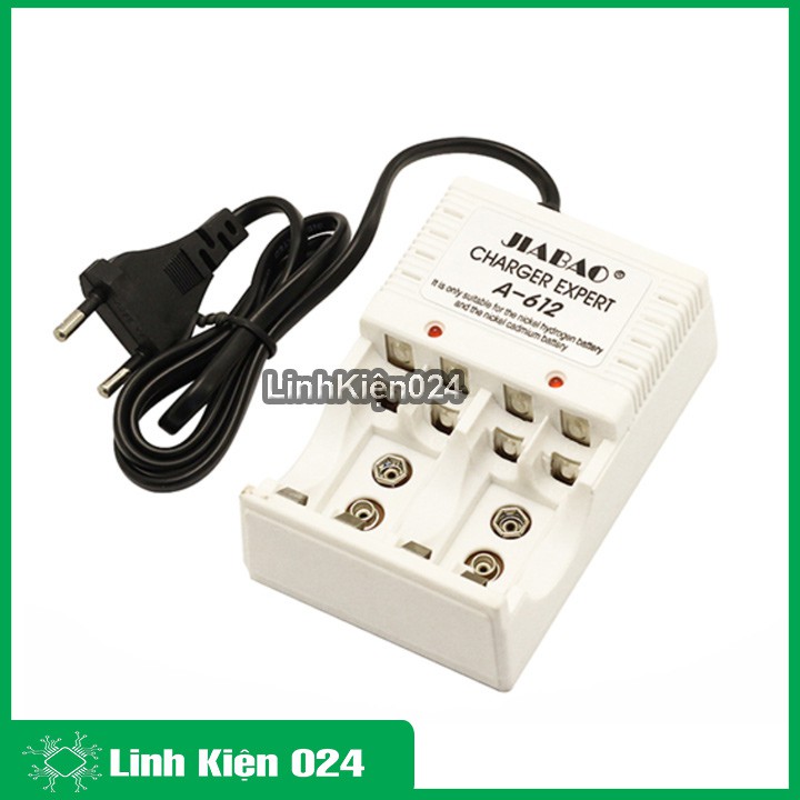 Máy Sạc Pin Jiabao A-612 Sạc Pin AA, AAA, Pin 9V