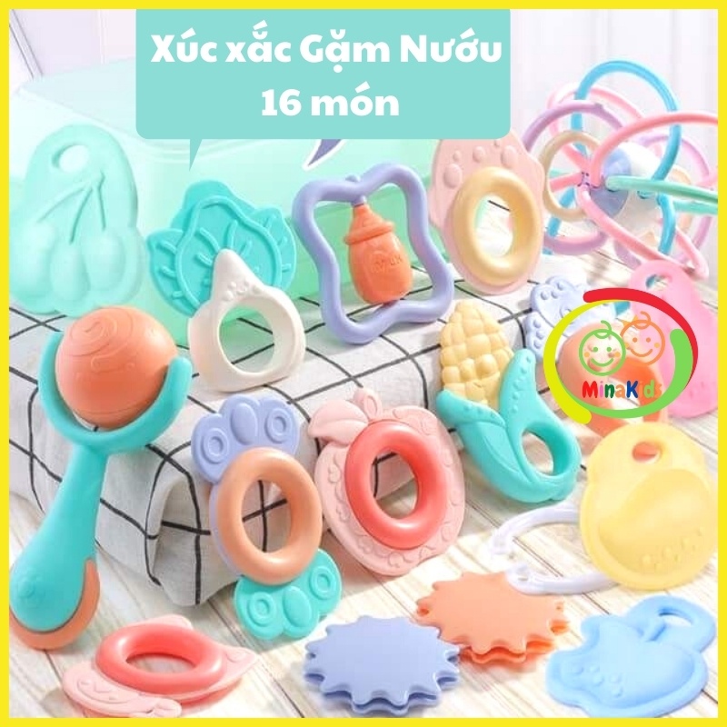 Set Xúc Xắc Gặm Nướu Đồ Chơi Lục Lạc Cho Bé Sơ Sinh Baby Rattle 16 Món XX12