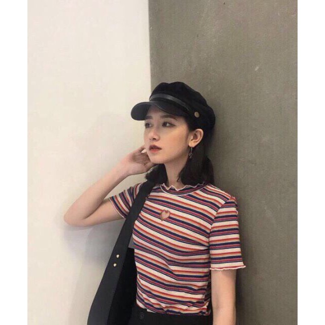 Áo croptop khoét tim cuộn biên nữ tính - 25 store