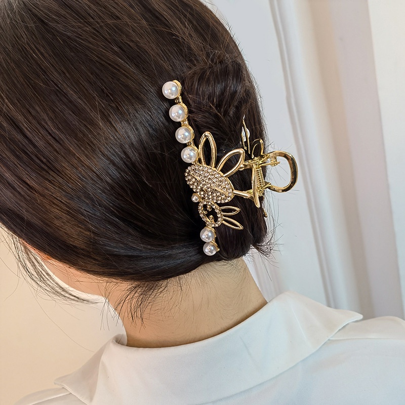 Kẹp Tóc Đuôi Ngựa Đính Ngọc Trai Và Thỏ Dễ Thương Phong Cách Hàn Quốc Chất Lượng Cao