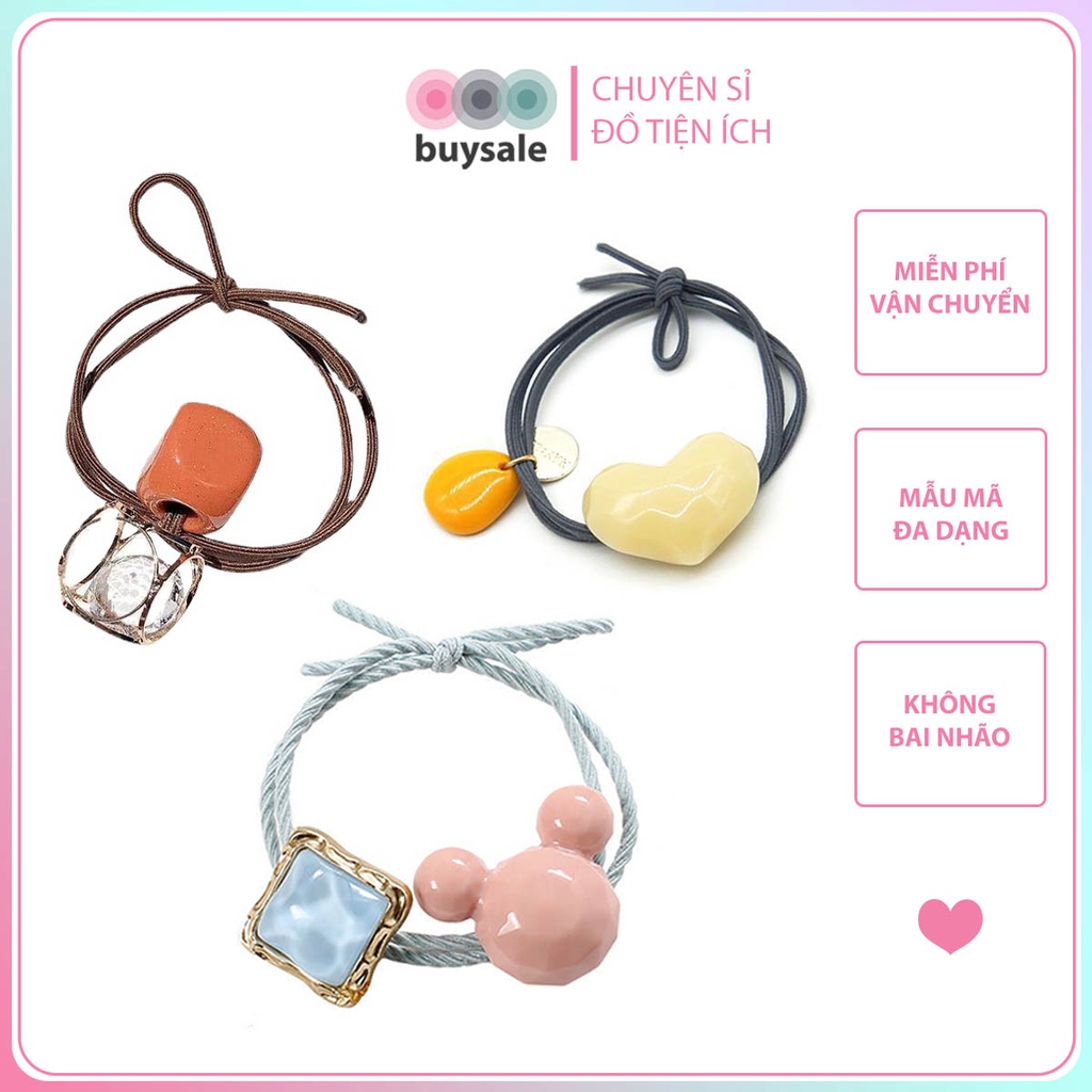 Dây cột tóc hình dáng phong phú đính đá màu kẹo ngọt nhiều kiểu dành cho các bạn nữ - Buysales - BSPK257