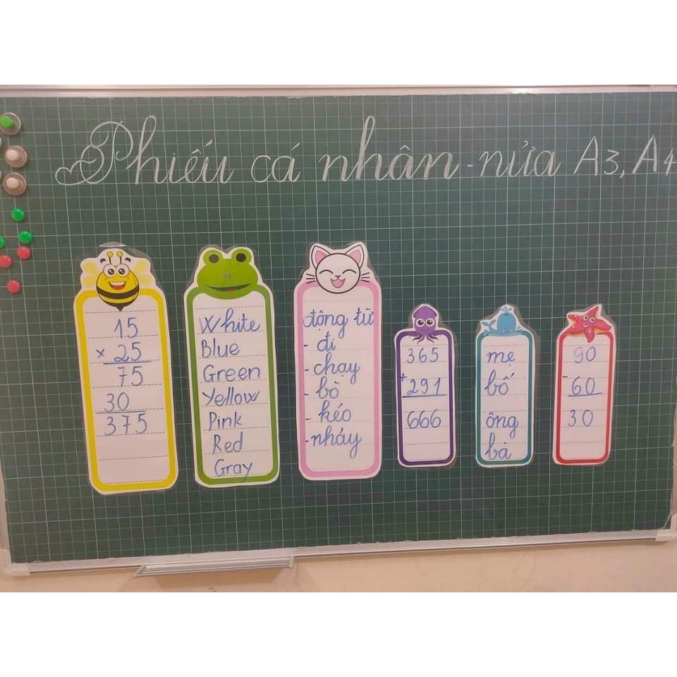 Thẻ từ dọc nửa a3,a4  - Có sẵn nam châm để dính bảng từ