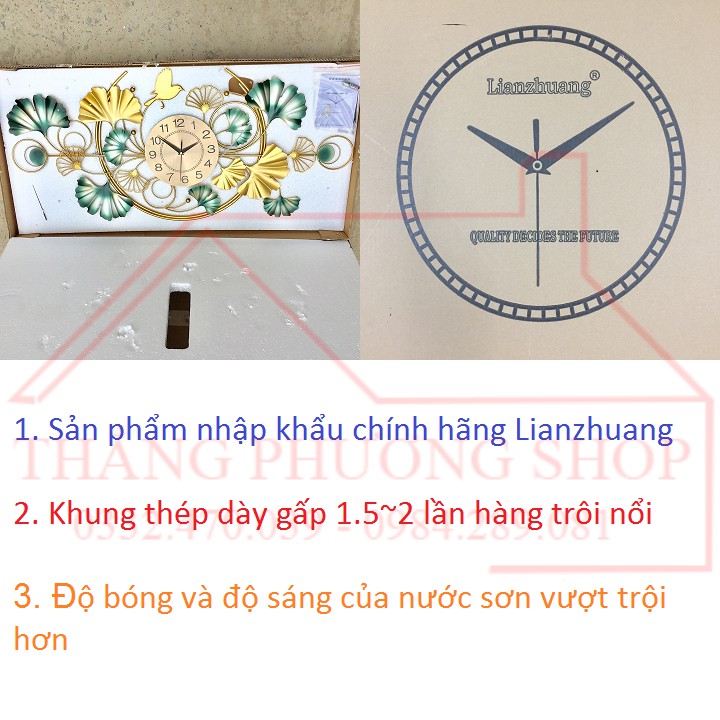 Đồng Hồ Trang Trí Chính Hãng Lianzhuang 036 (Tặng Đồng Hồ Kim Trôi Thay Thế)