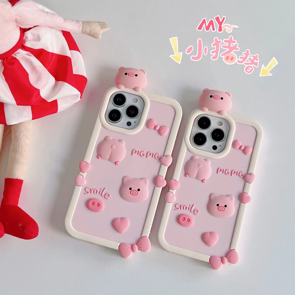 Ốp Lưng Heo Con Hoạt Hình Đáng Yêu Nhiều Mẫu Mã Cho Điện Thoại iPhone 11 / 12 / 12PRO MAX / 13PRO MAX
