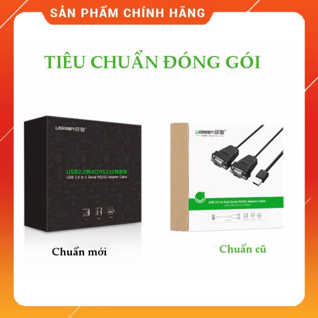 Cáp chuyển đổi USB 2.0 sang 2 đầu COM RS232 đực chuẩn DB9 dài 1.5m UGREEN 30769 dailyphukien