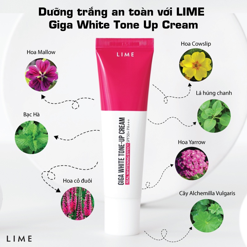 Kem Dưỡng Trắng Nâng Tone Chống Nắng 3 Trong 1 Lime Giga White Tone Up Cream SPF50+ PA+++ 35g (DATE 03/2022)