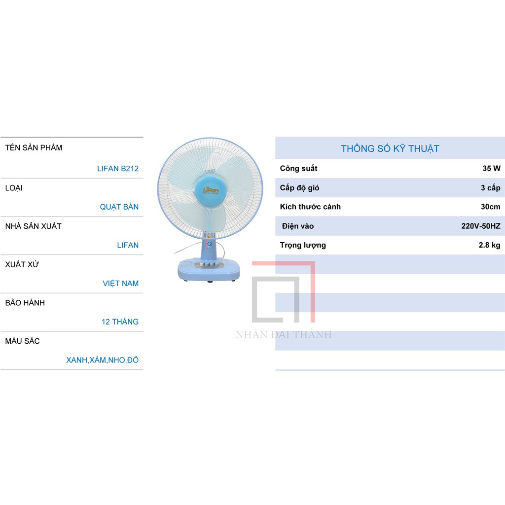 Quạt Bàn LIFAN B-212