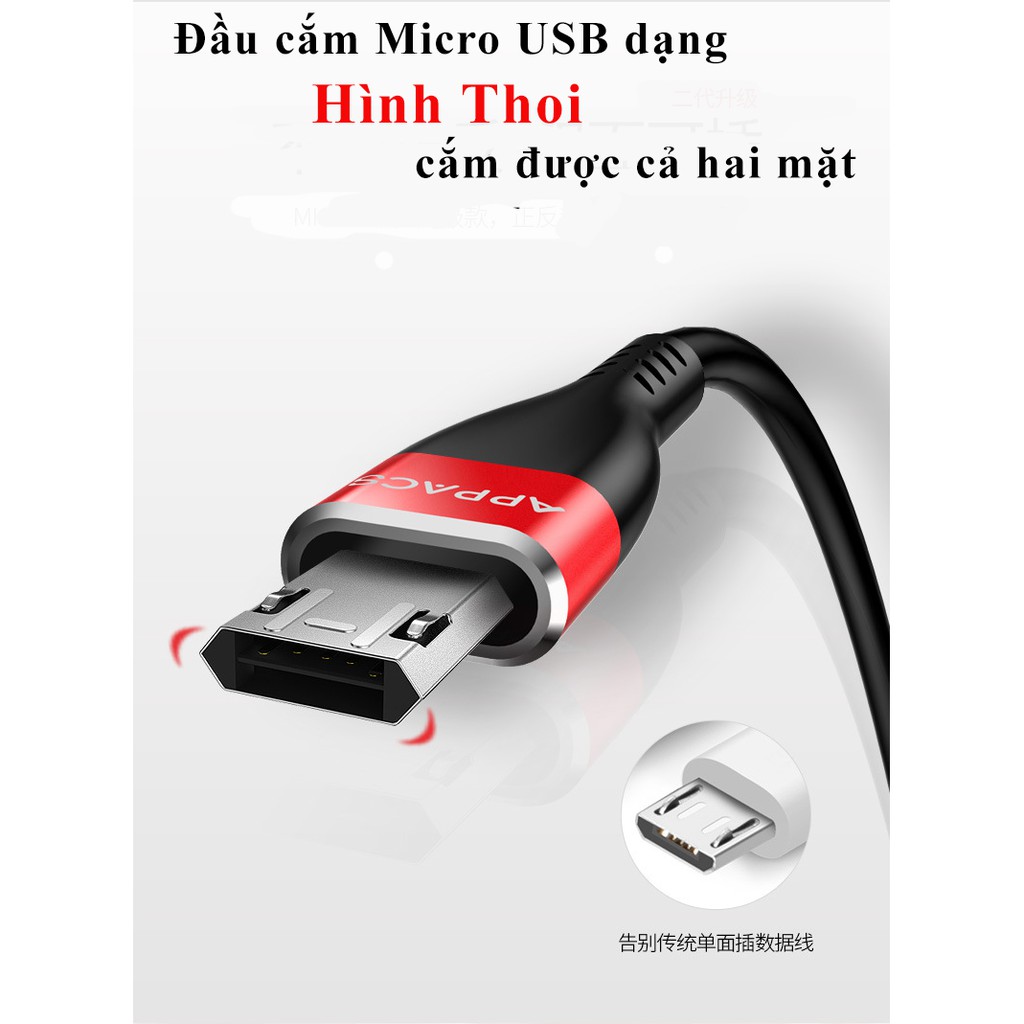 Cáp sạc 3 đầu chính hãng APPACS iphone lightning, micro USB, USB Type C