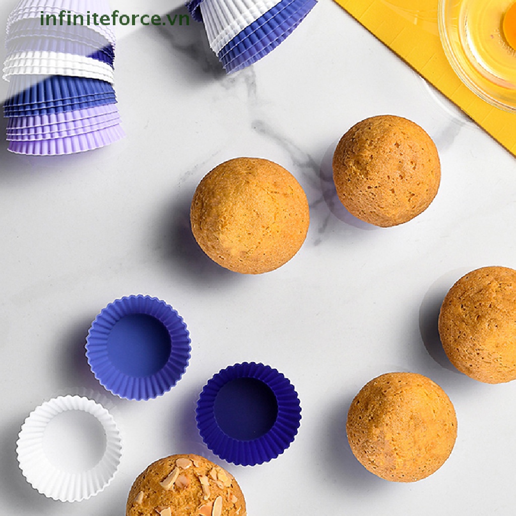 Set 12 / 24 Khuôn Silicon Làm Bánh Muffin Hình Tròn Có Thể Tái Sử Dụng